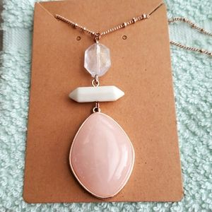 Vintage Rose quartz pendant necklace